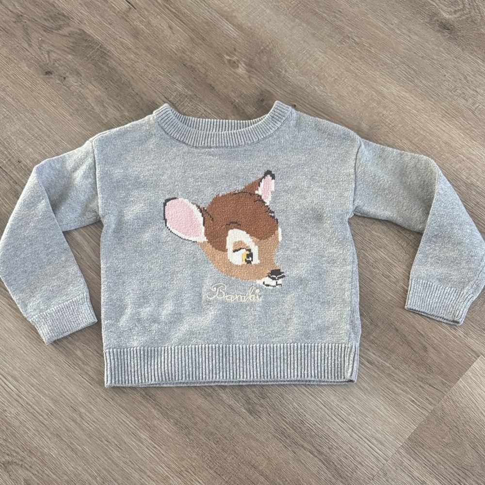 GAP Light Gray Bambi Intarsia Crewneck Sweater